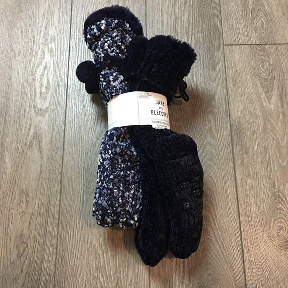 NWT Jane & Bleeker Slipper Sock Super Soft Plushfill Lined Sock size 4-10 2 Pair - Picture 2 of 6